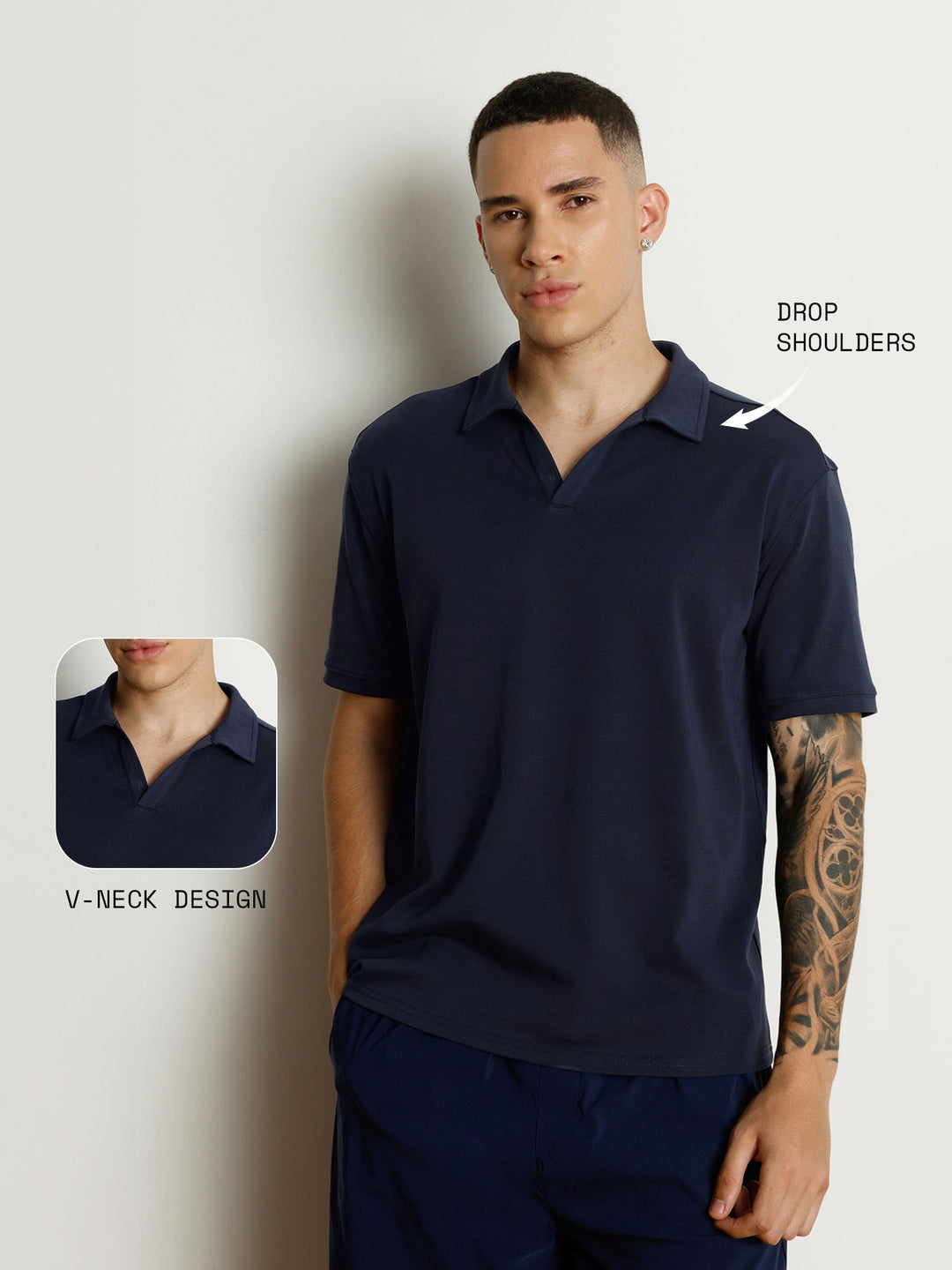 Navy Solid Collar Polo