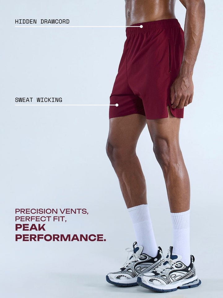Burgundy 5" Train-In Shorts