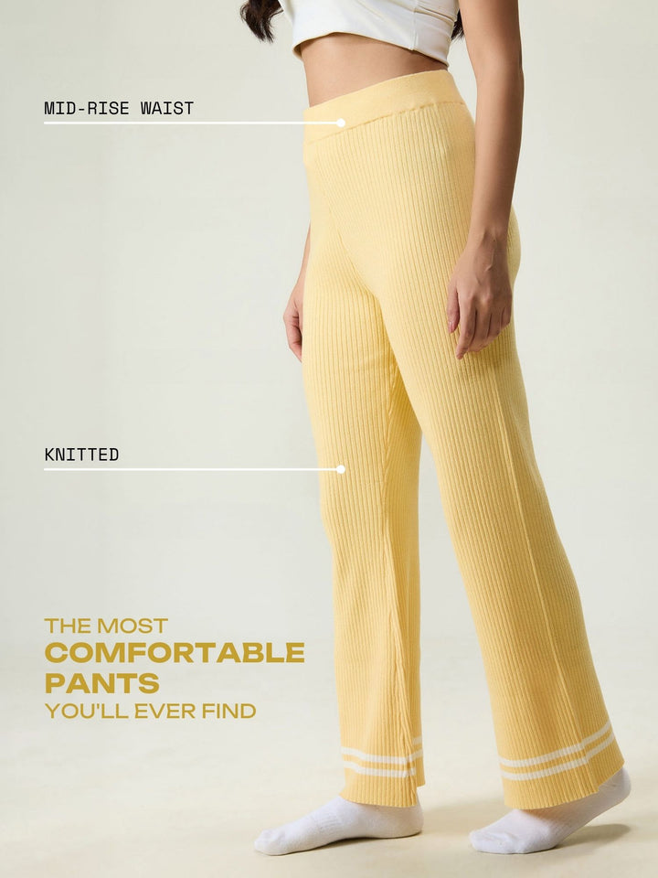 Yellow Rib-knit Trousers