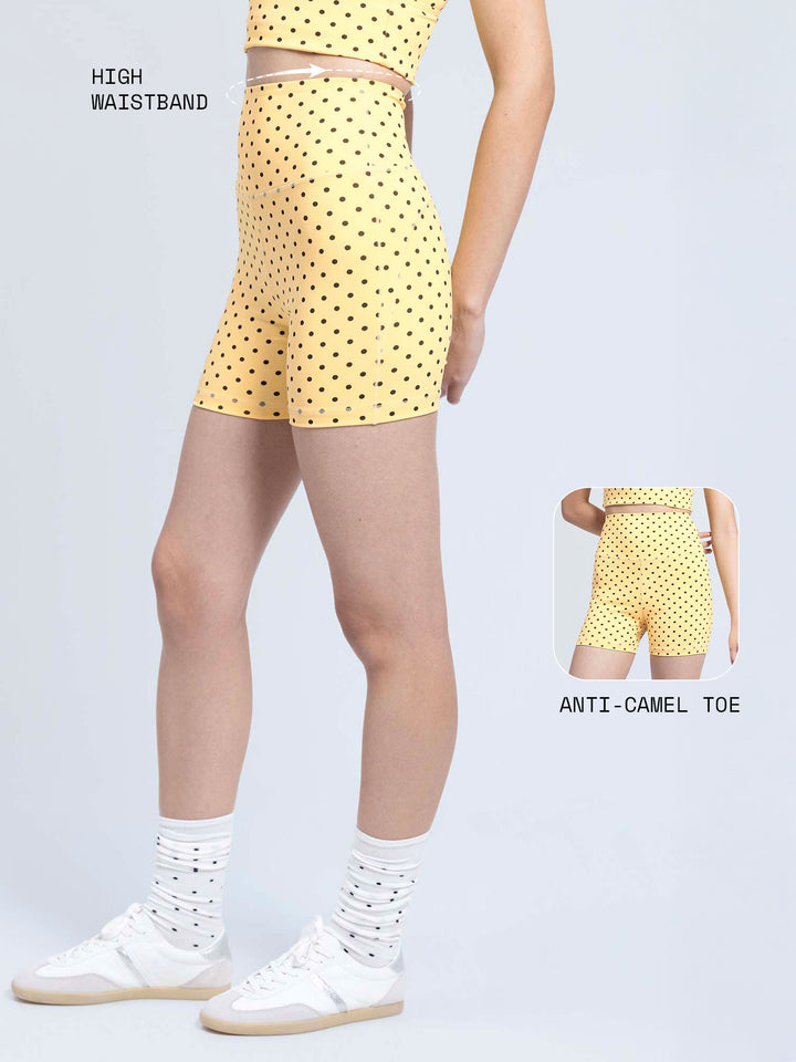 Butter Yellow Polka Contour Booty Shorts