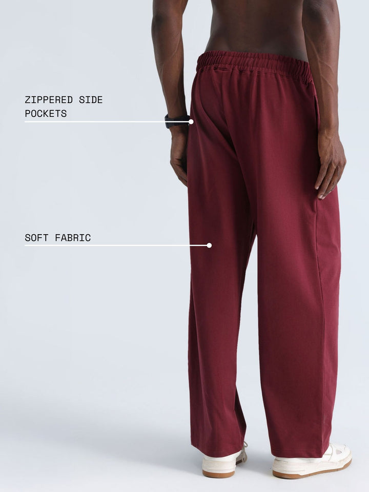Maroon Wide Leg Joggers