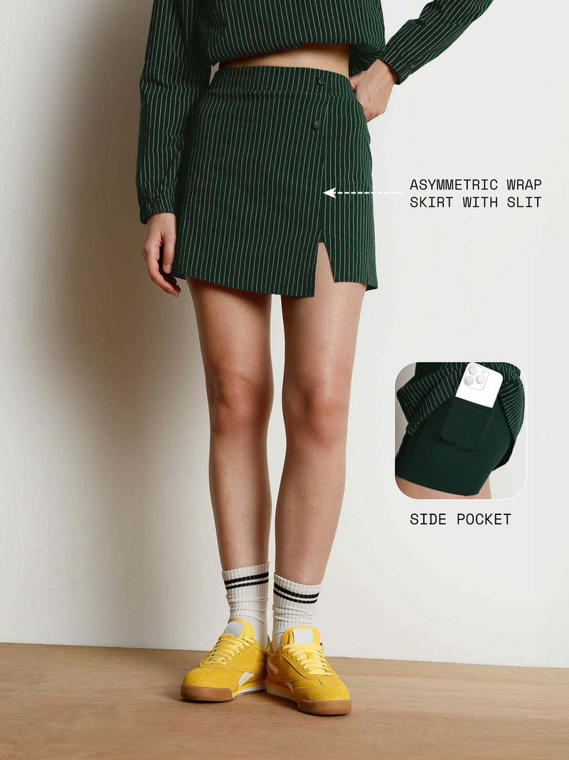 Pine Stripe Wrap Woven Skorts
