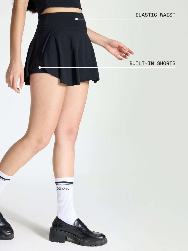 Black Cotton Twirl Skorts