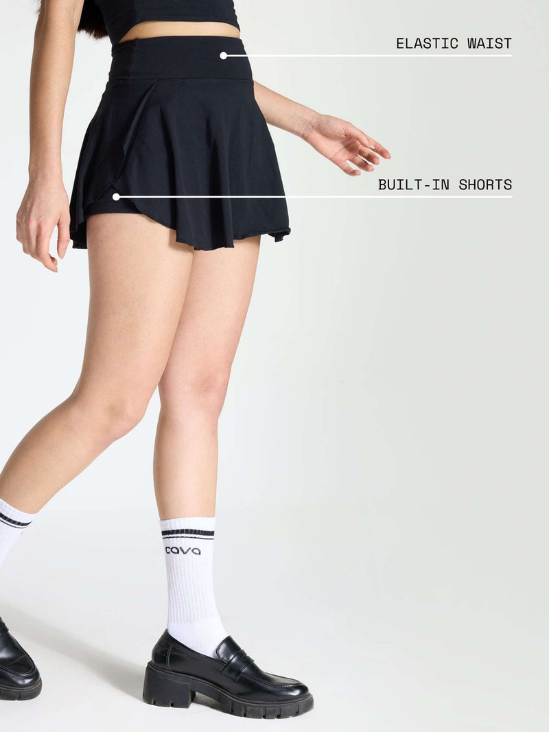 Black Cotton Twirl Skort