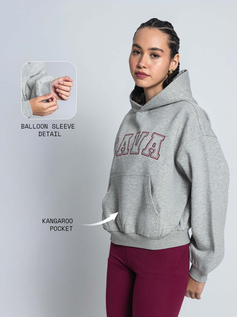 Grey Melange Fleece Oversized Hoodie