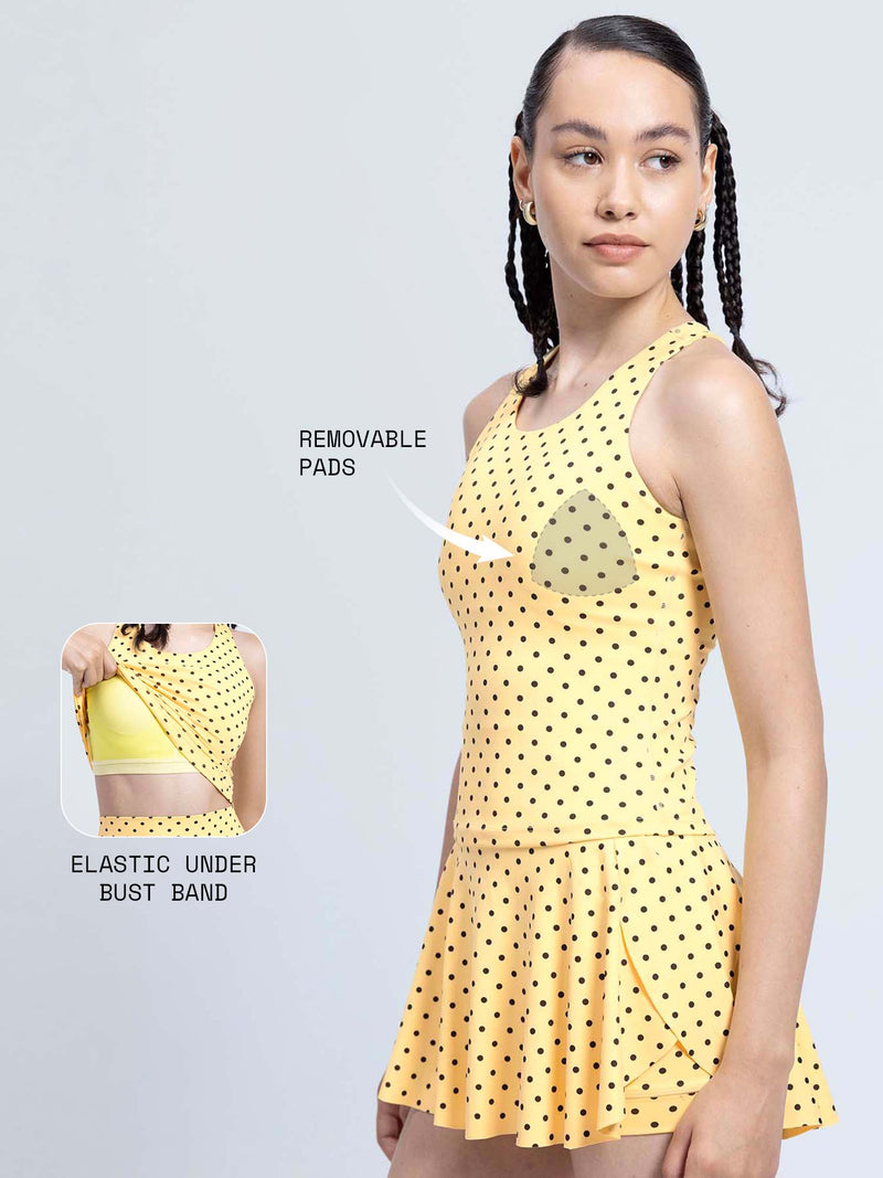 Butter Yellow Polka Racerback Tank
