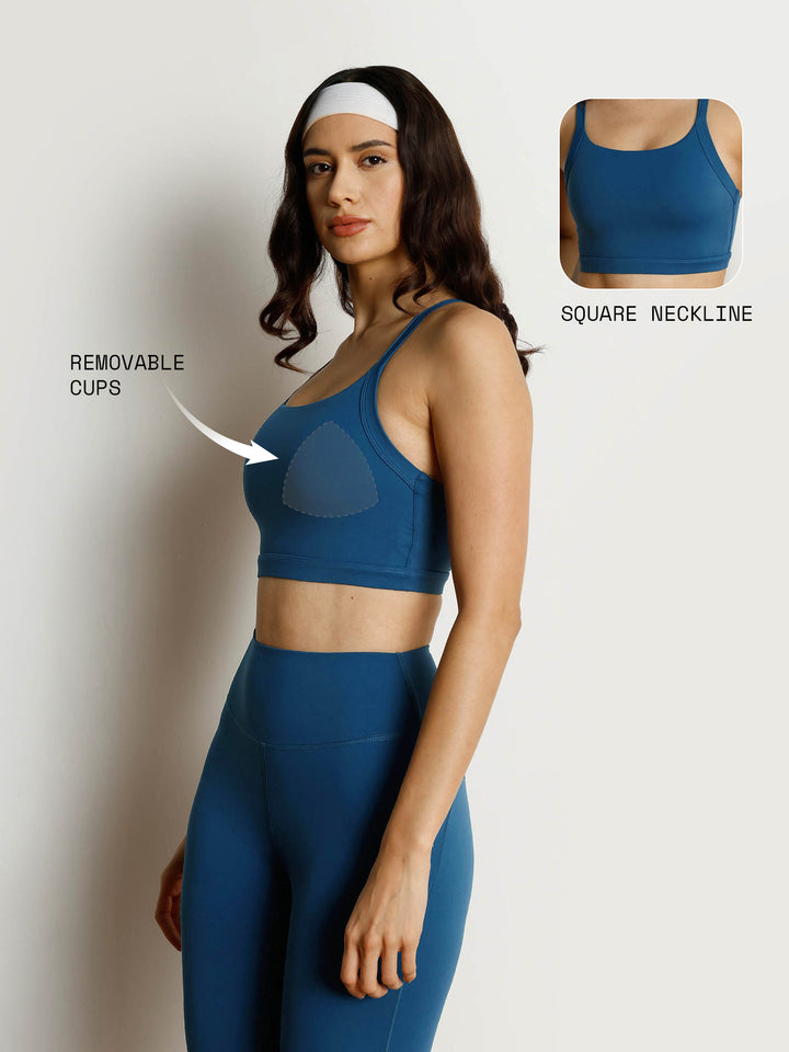 Blue Splitline Sports Bra