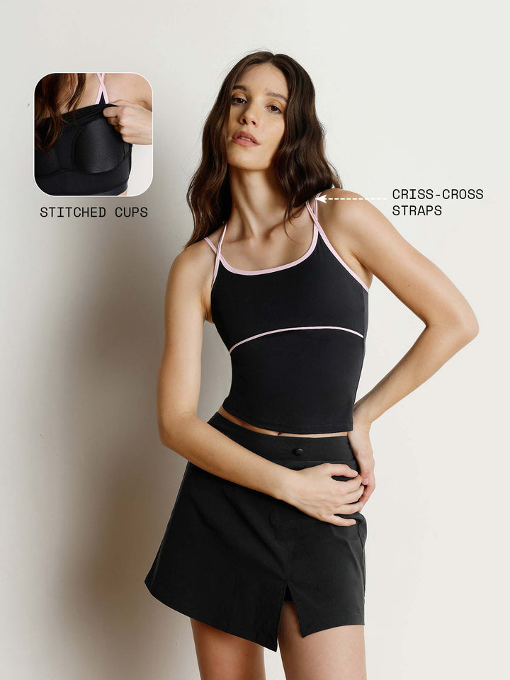 Black Retro Halterneck Tank