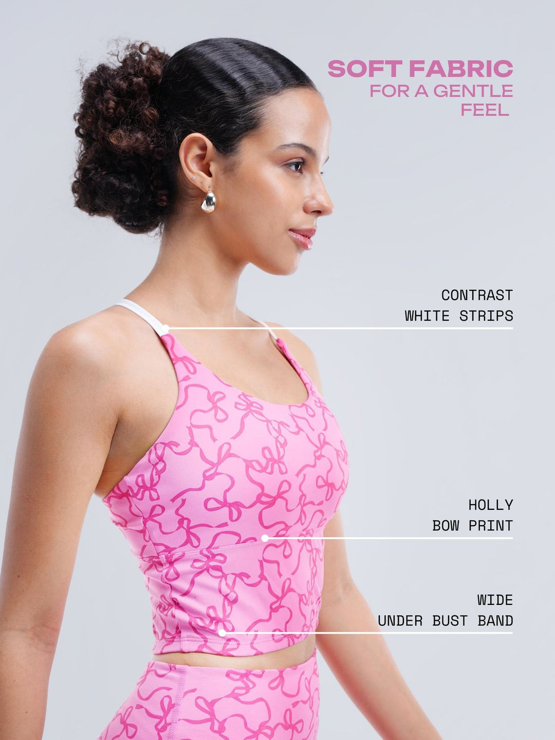 Fuchsia Bow Cross Back Sports Bra