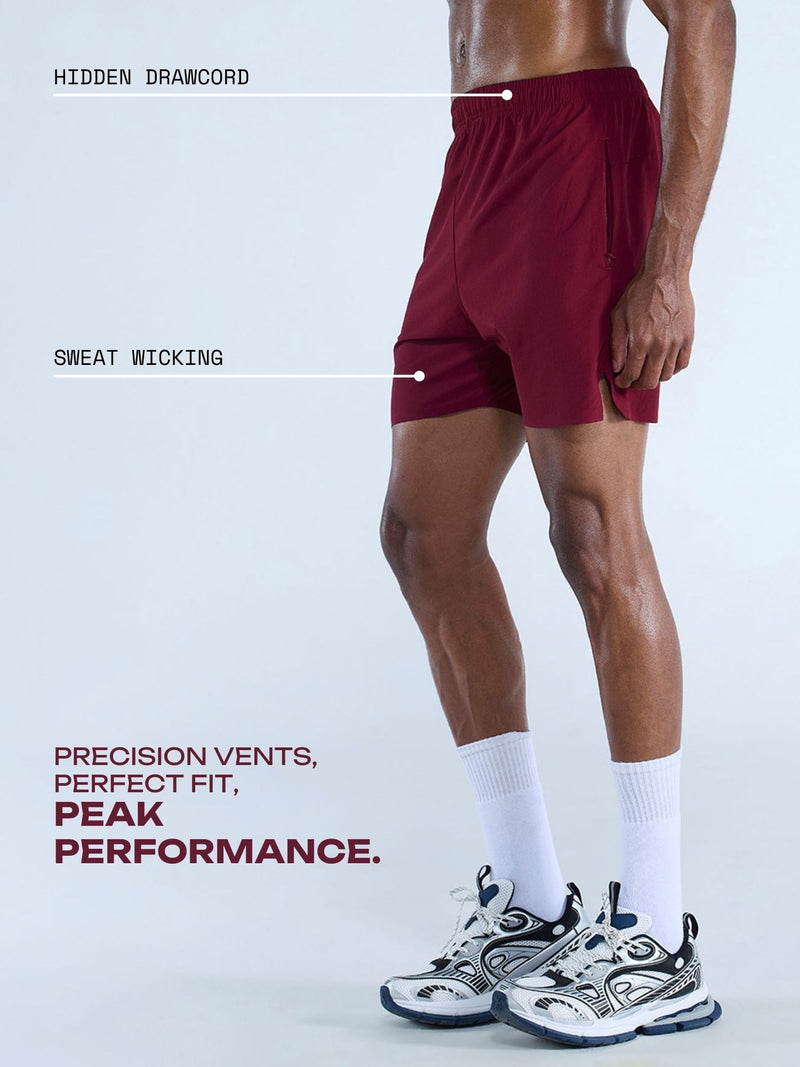 Burgundy 5" Train-In Shorts