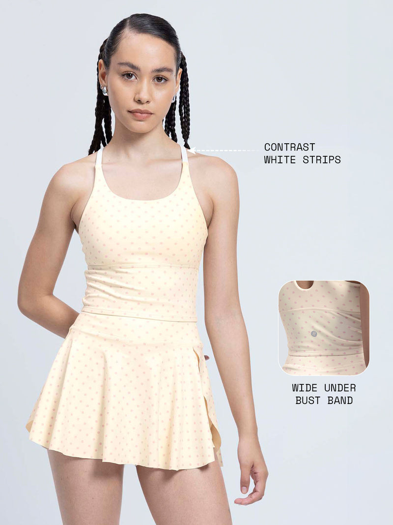 Ivory Polka Cross Back Sports Bra