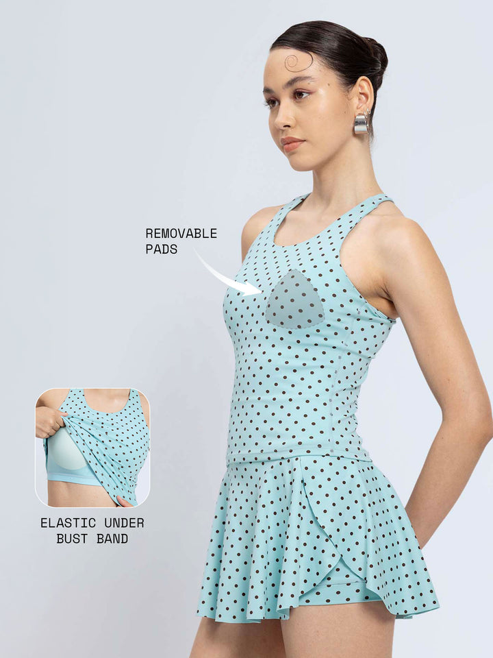 Blue  Polka Racerback Tank
