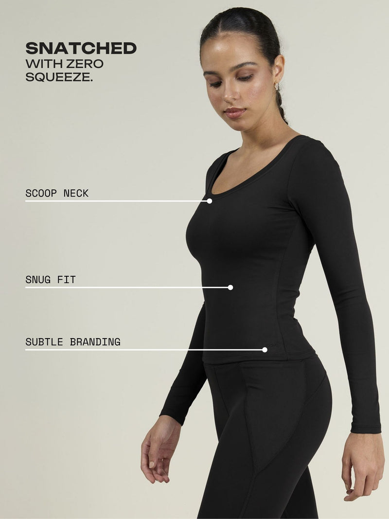 Black Sculpt Scoop Top