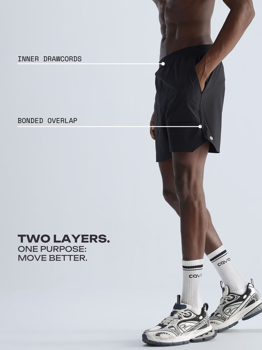 Black 5" Double Layer Rift Shorts