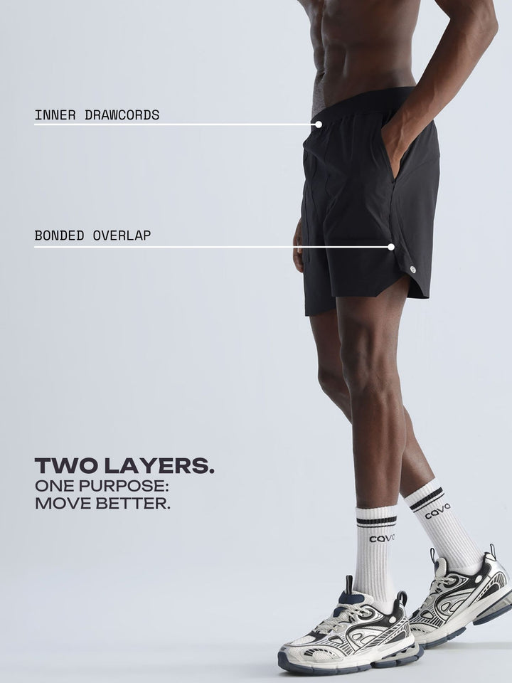 Black 5" Double Layer Rift Shorts
