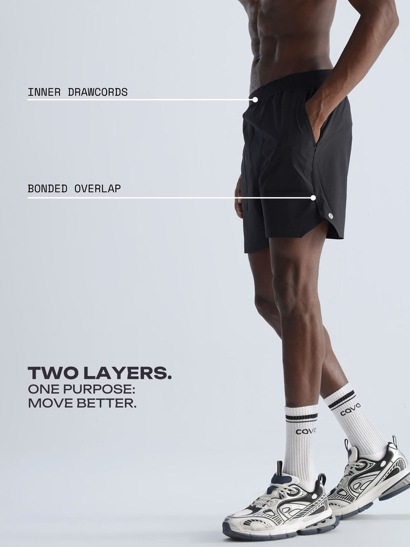 Black 5" Double Layer Rift Shorts