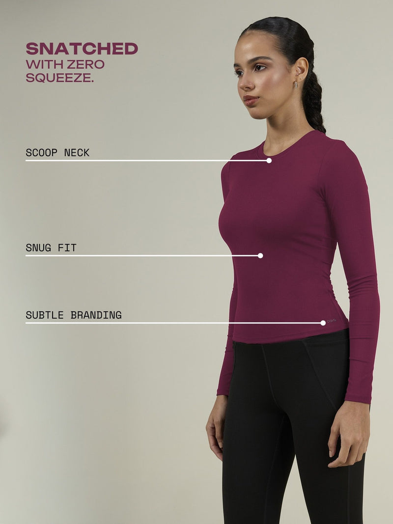 Burgundy Sculpt Crew Top