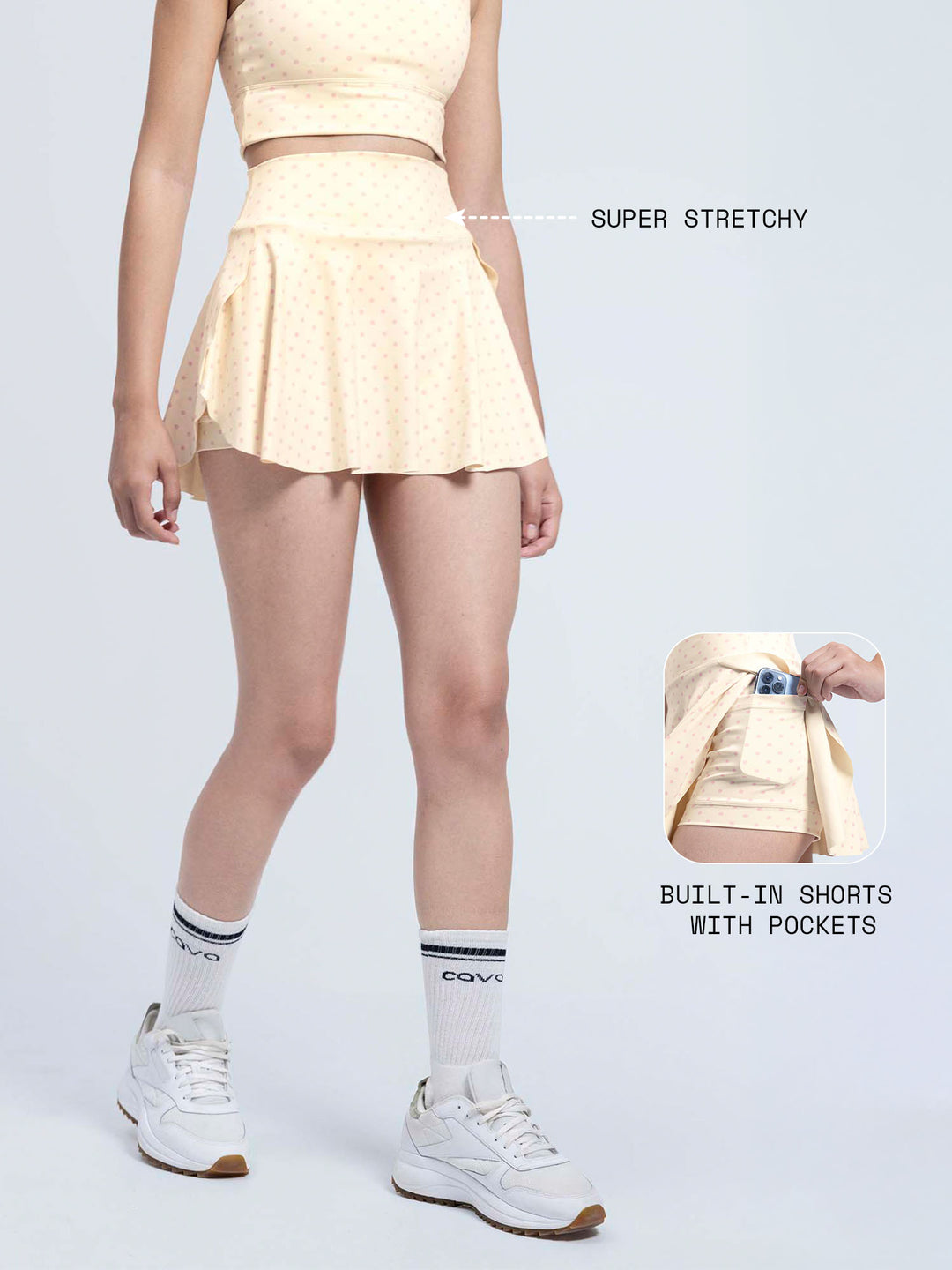 Ivory Polka Swirl Tennis Skorts