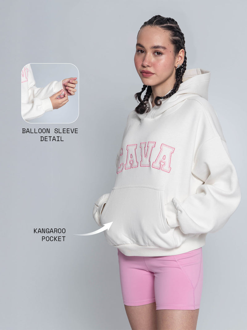 White Fleece Oversized Hoodie
