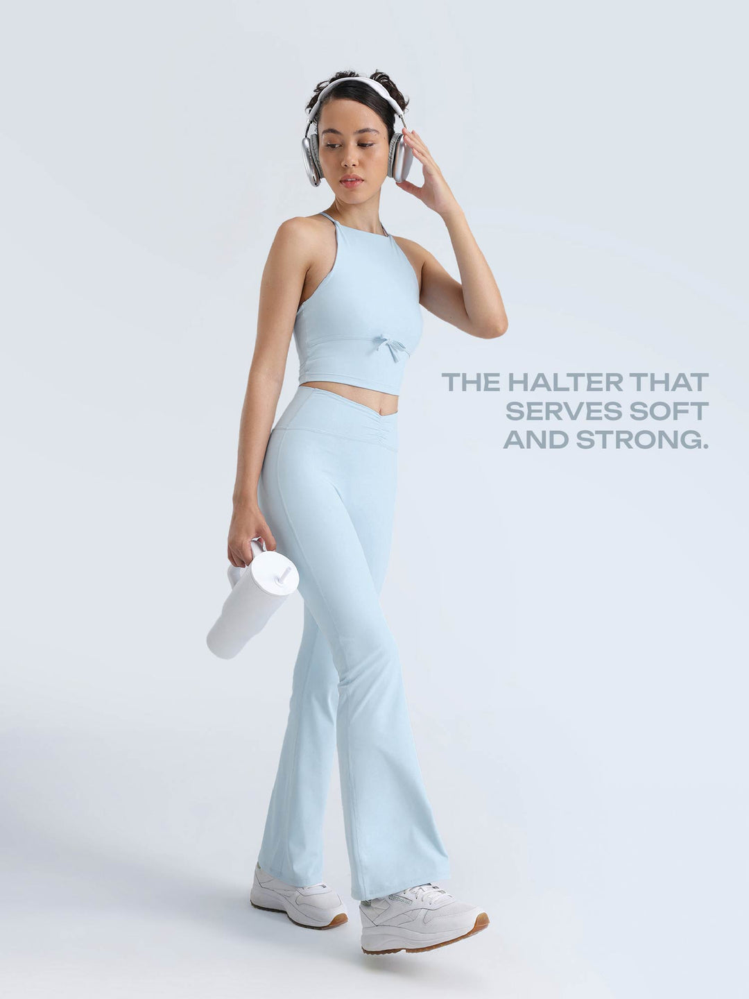 Blue Bow Halter Top