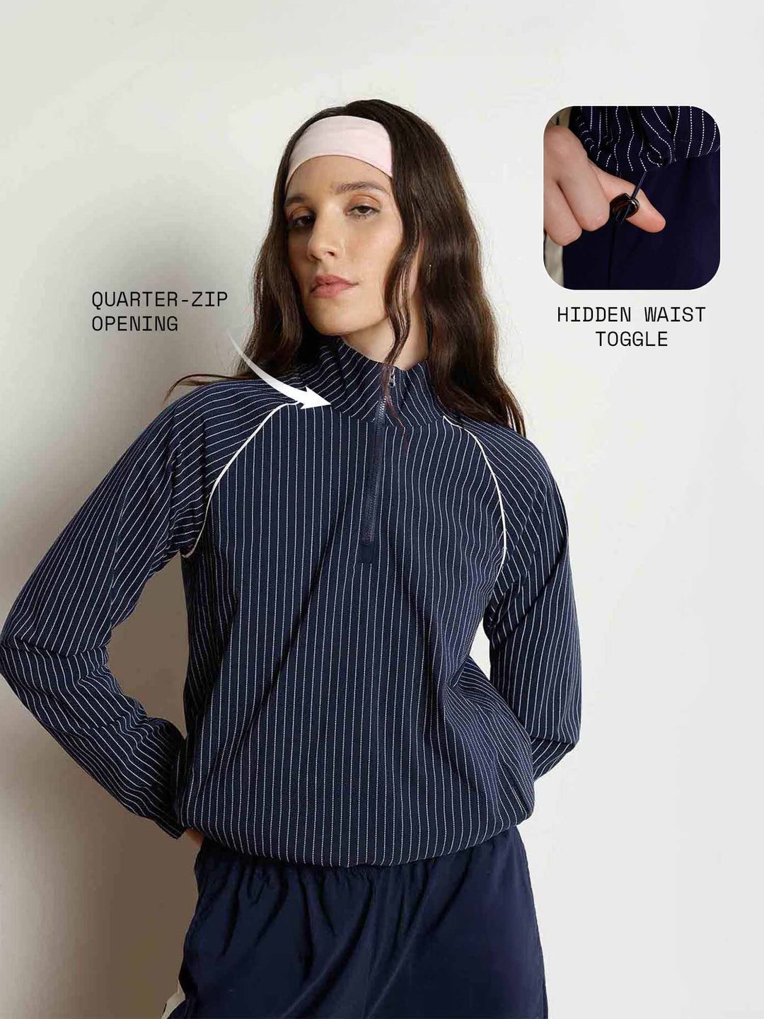 Navy Stripe Rally Quarter Zip Jacket