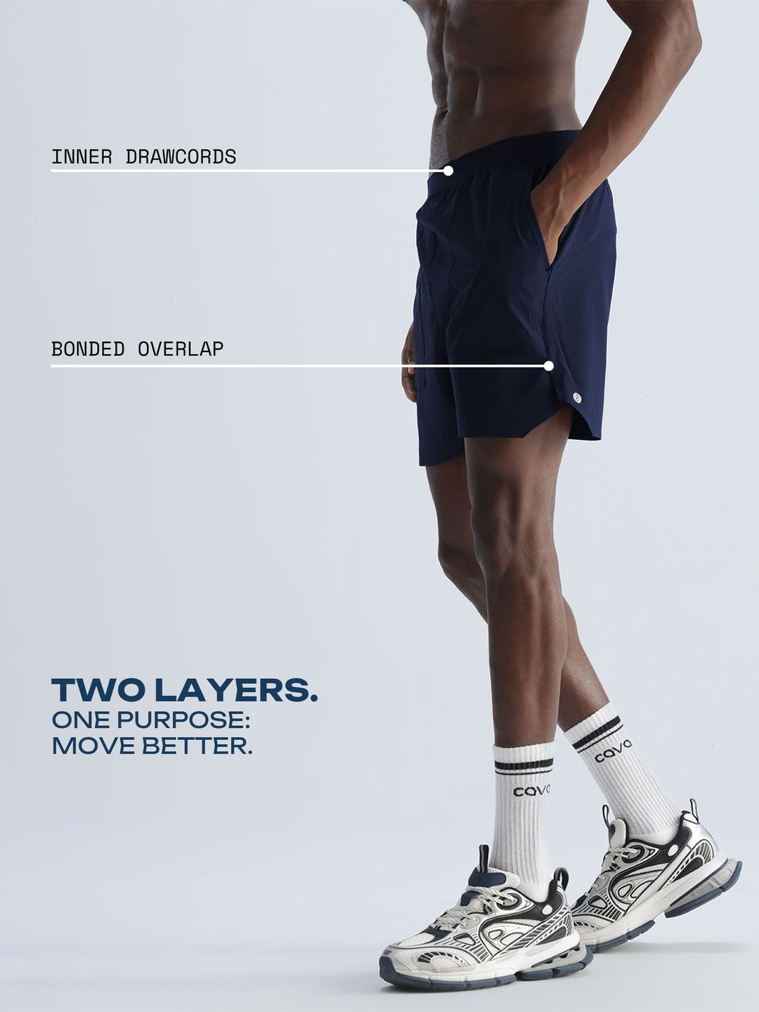Navy 5" Double Layer Rift Shorts