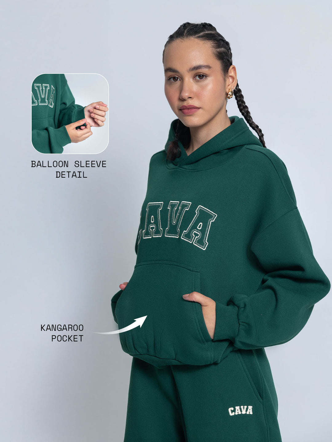 Dark Green Fleece Oversized Hoodie