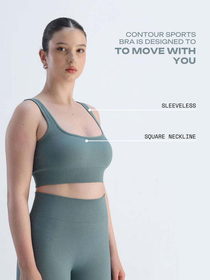 Slate Blue Contoured Seamless Sports Bra