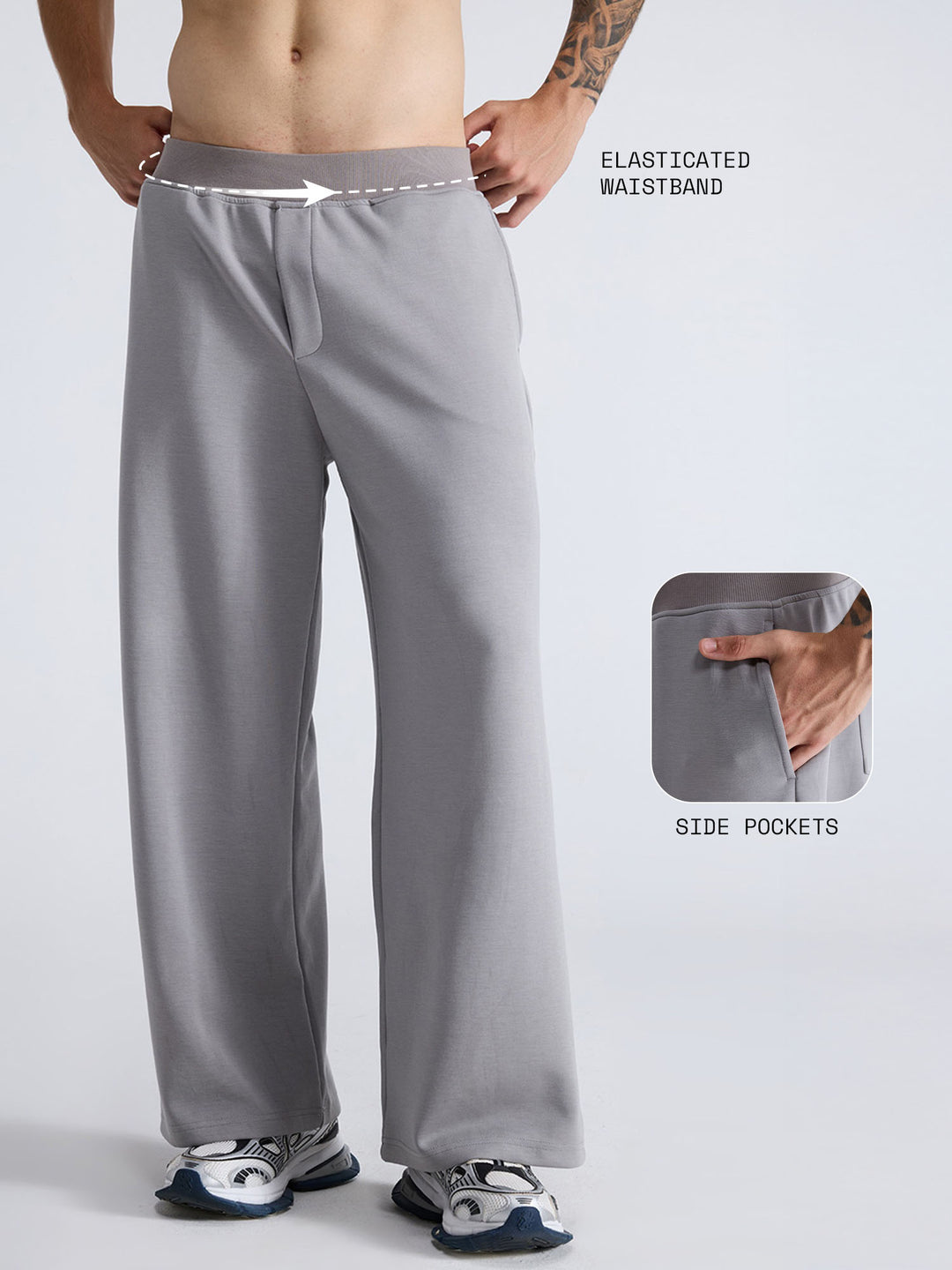 Grey Mello Wide Leg Joggers - Men