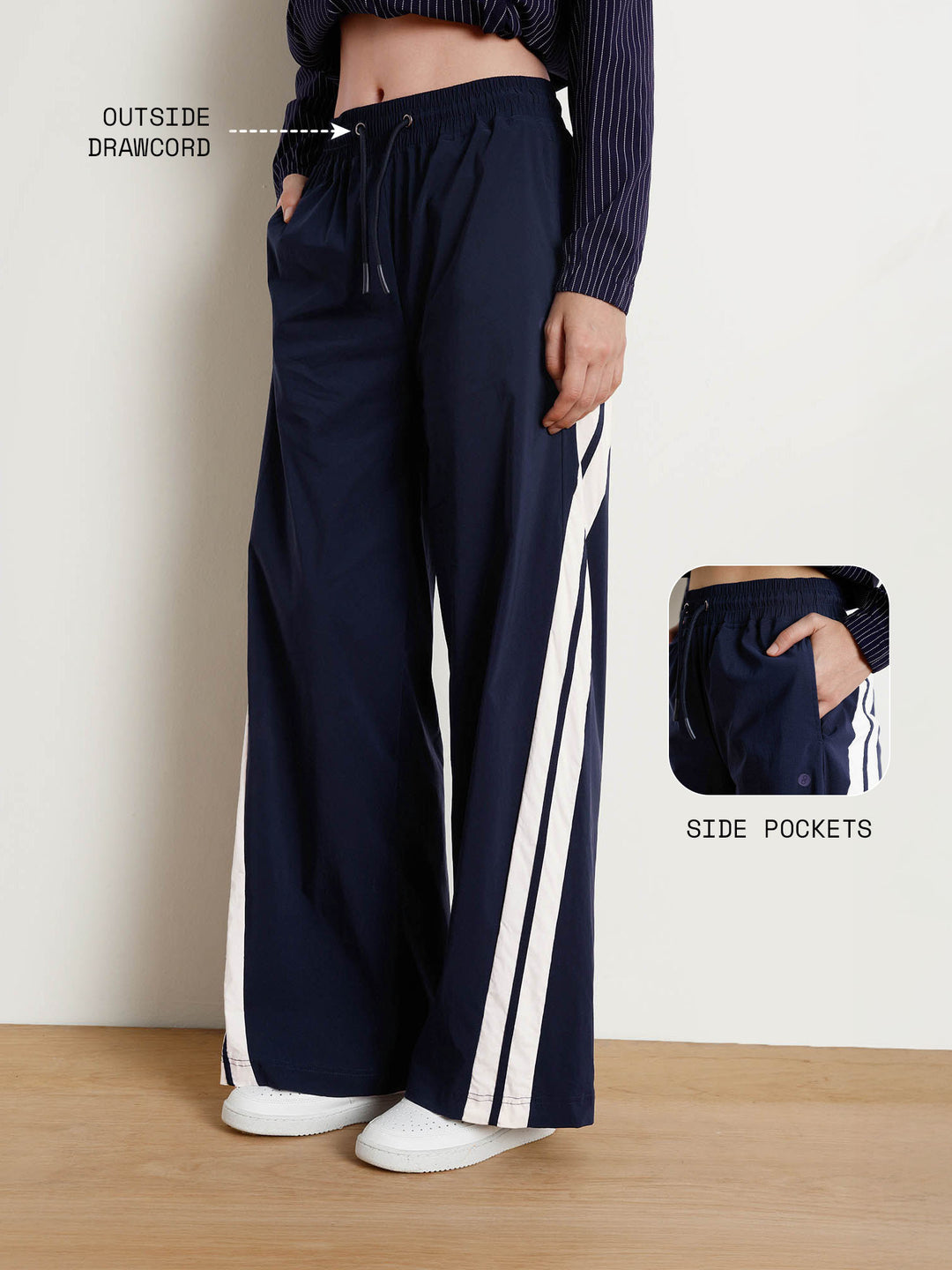 Navy Drift Wide Leg Tracks - Women