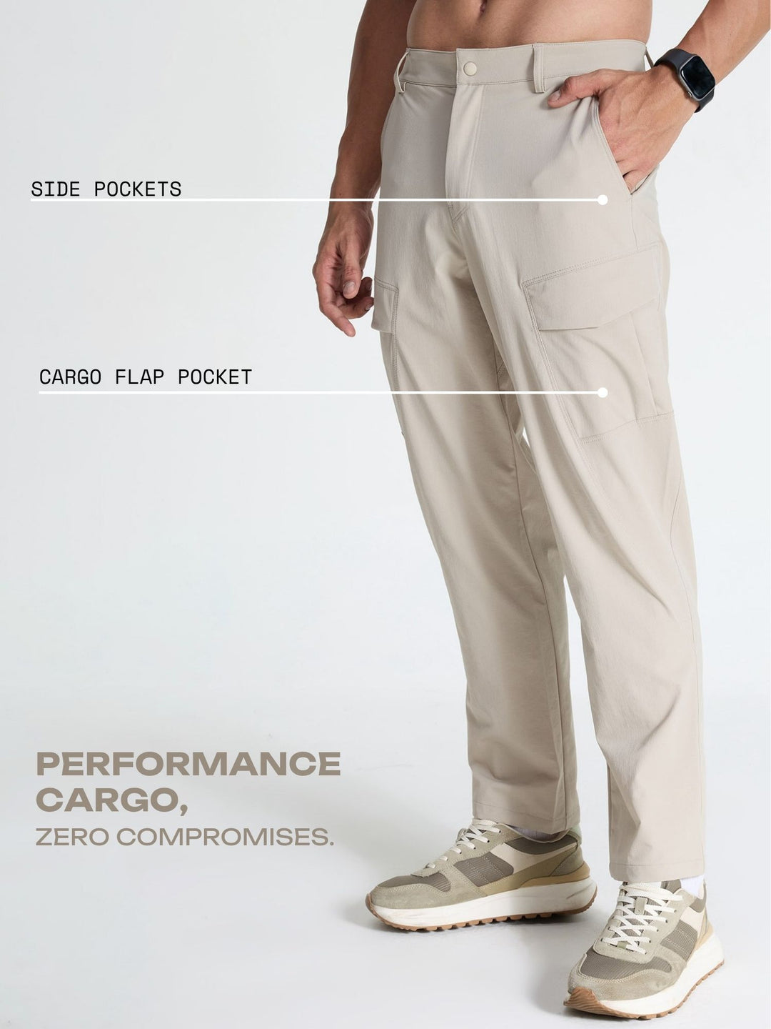 Beige Stride Cargo Pants