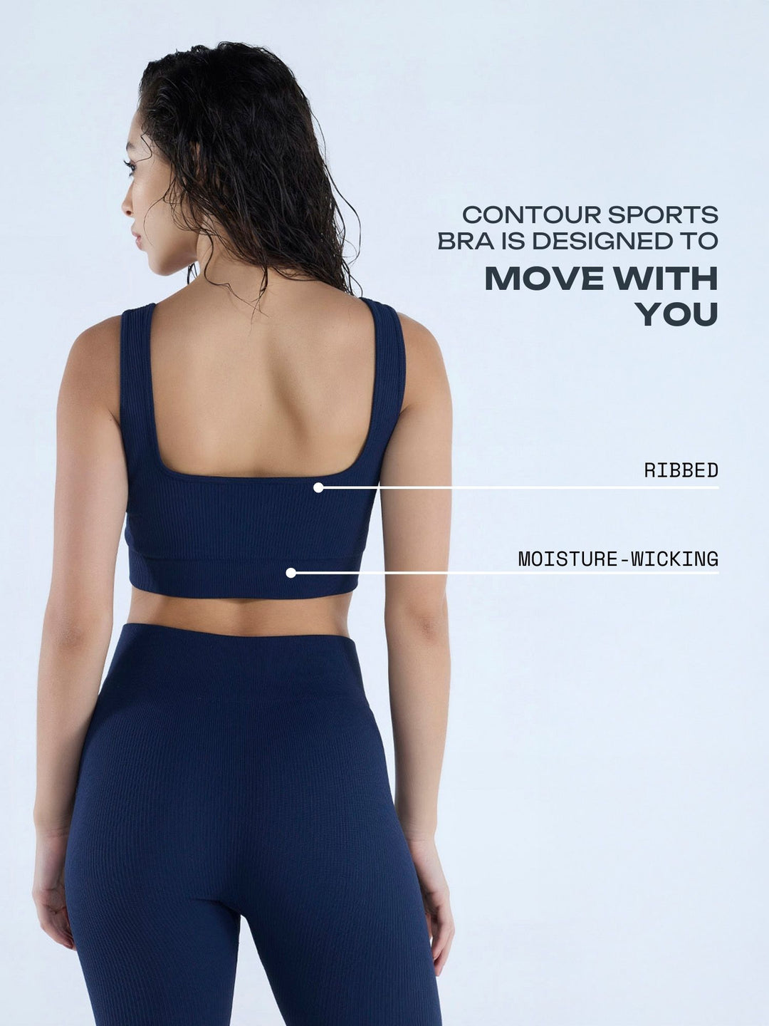 Navy Contoured Seamless Sports Bra