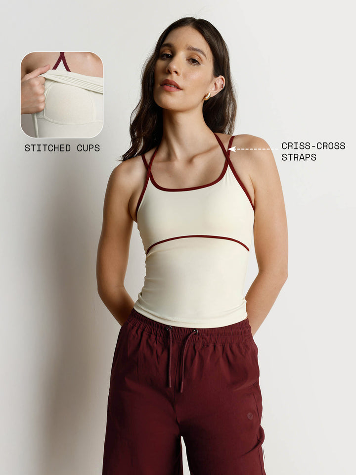 Ivory Retro Halterneck Tank