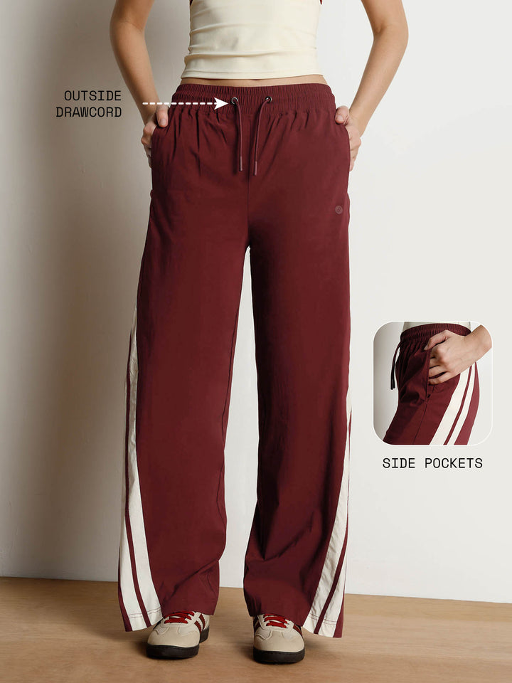 Maroon Drift Wide Leg Tracks - Women