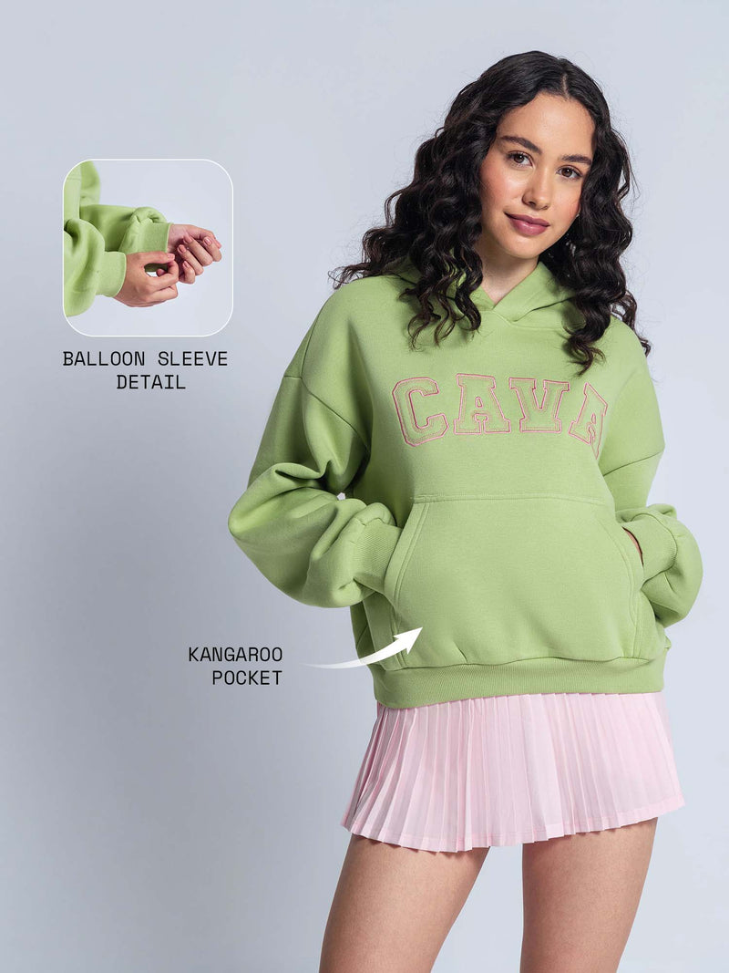 Light Green Fleece Oversized Hoodie