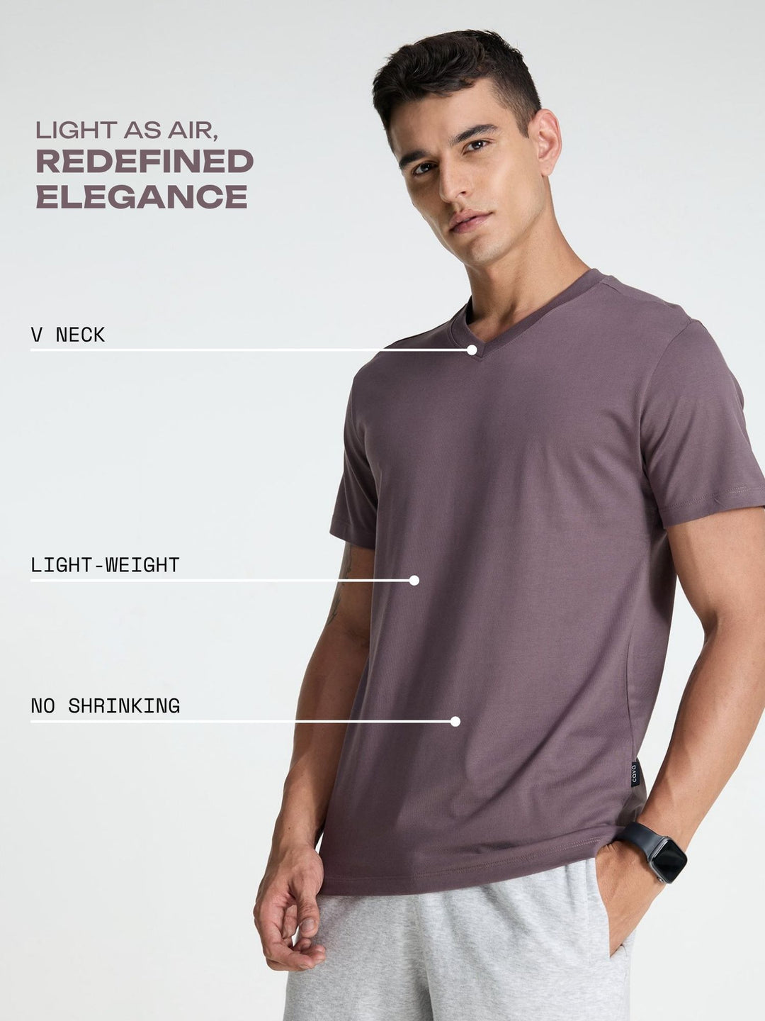 Dusky Purple Supima V Neck T-shirt - Regular Fit