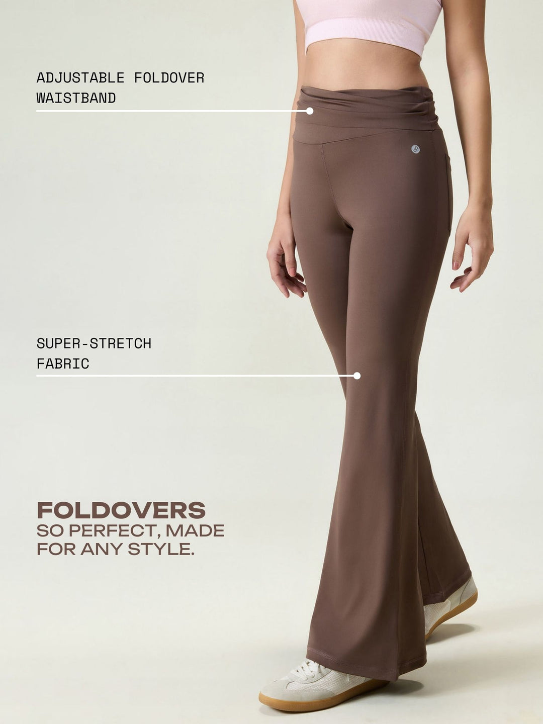 Brown Foldover Flare Pants