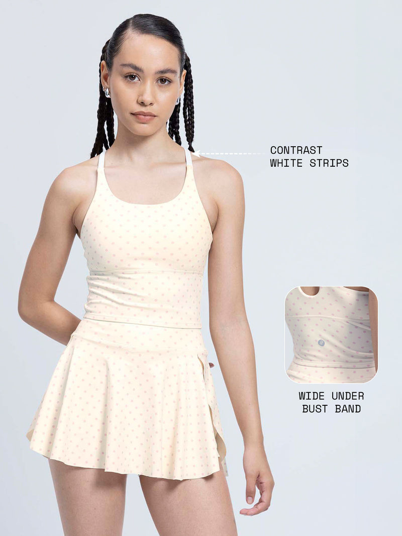 Ivory Polka Cross Back Sports Bra