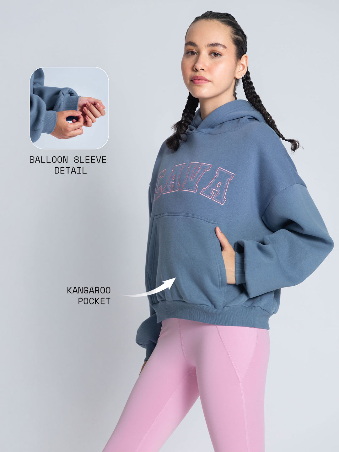 Blue Fleece Oversized Hoodie