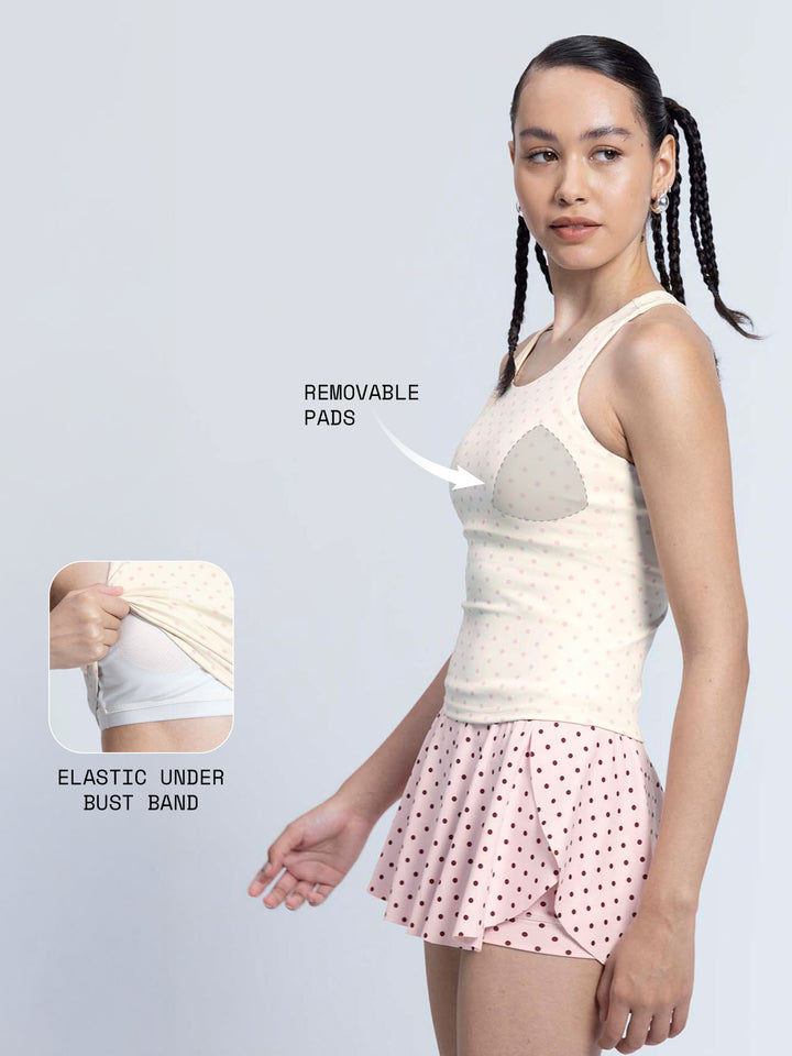 Ivory  Polka Racerback Tank