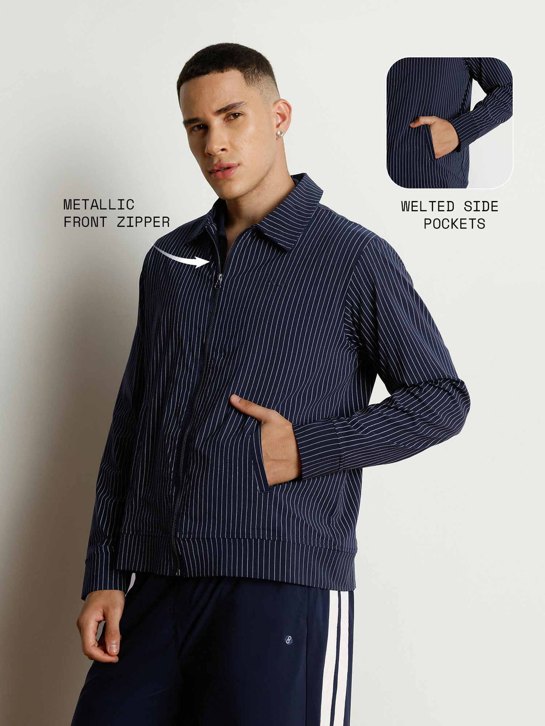 Navy Striped Shacket