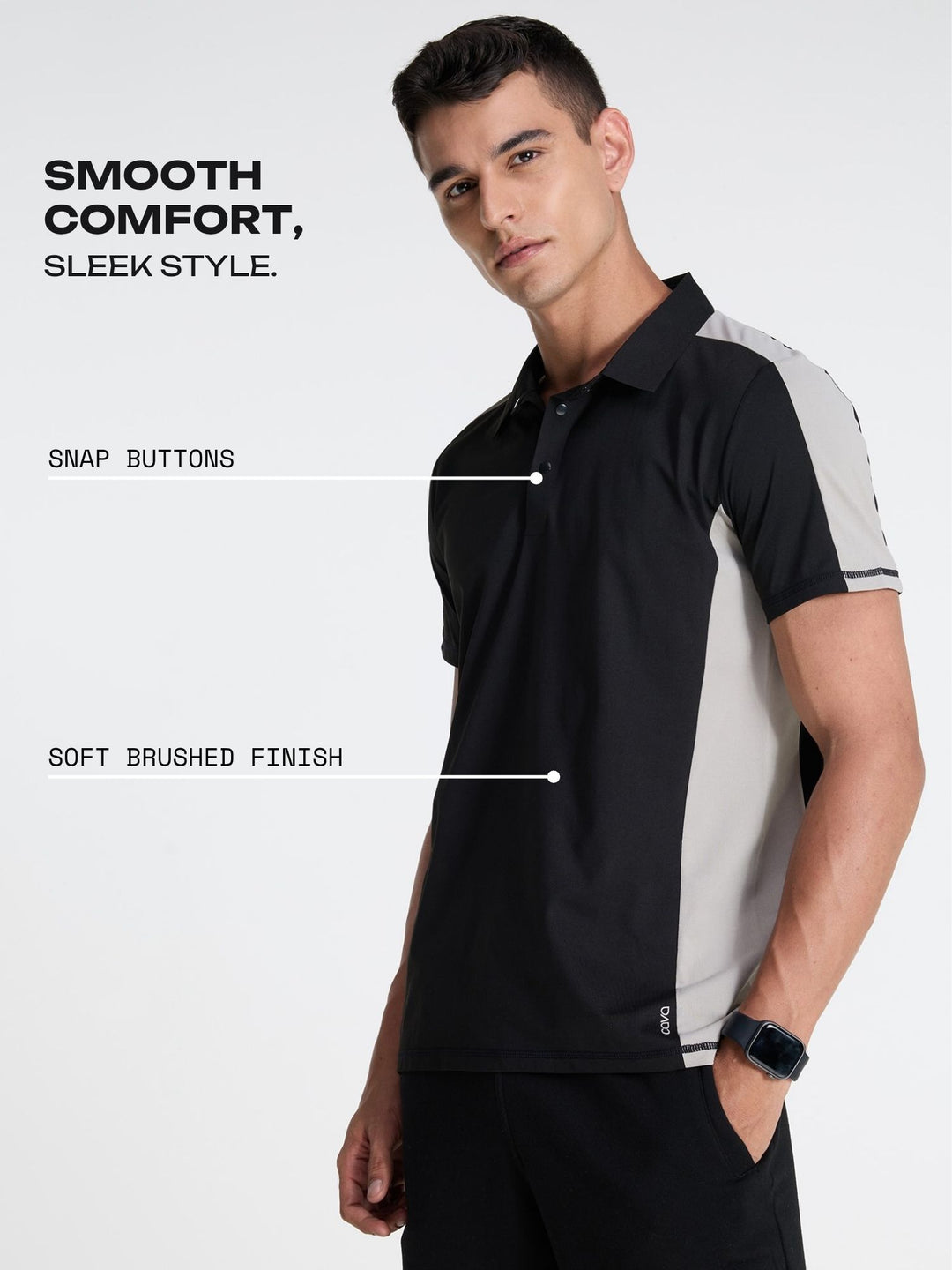 Black Contrast Bonded Polo