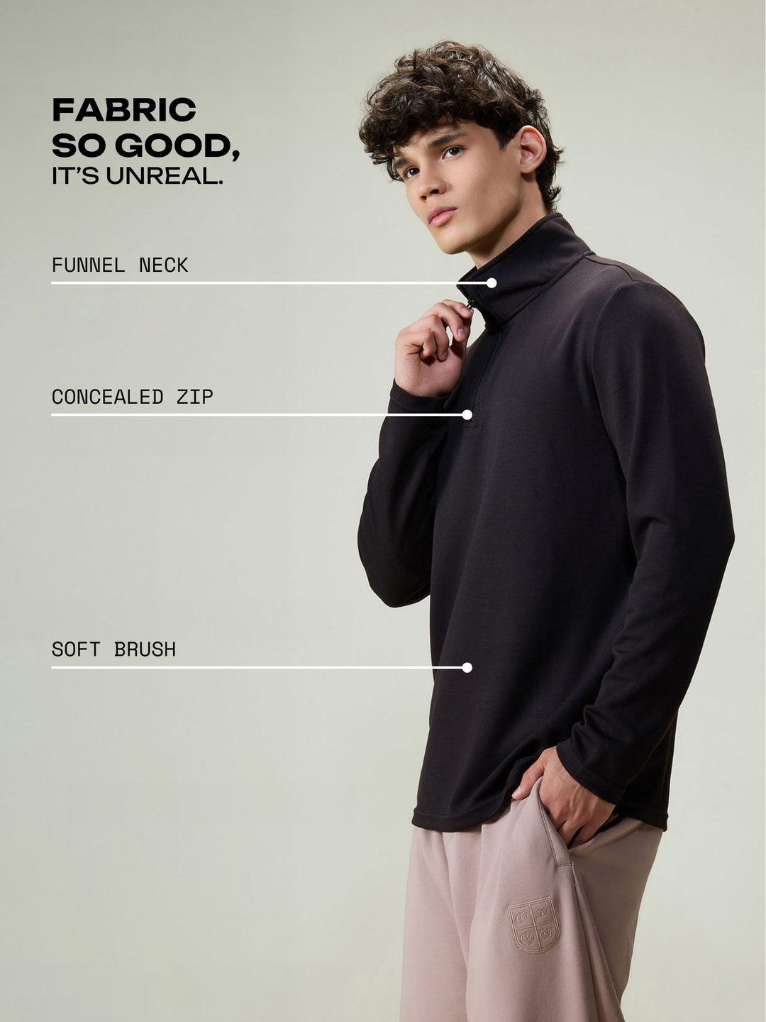 Black Modal Half Zip