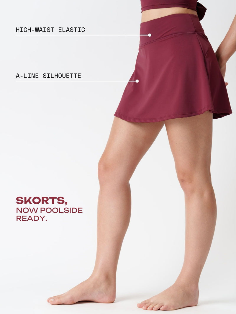 Cherry Ripple Swim Skorts