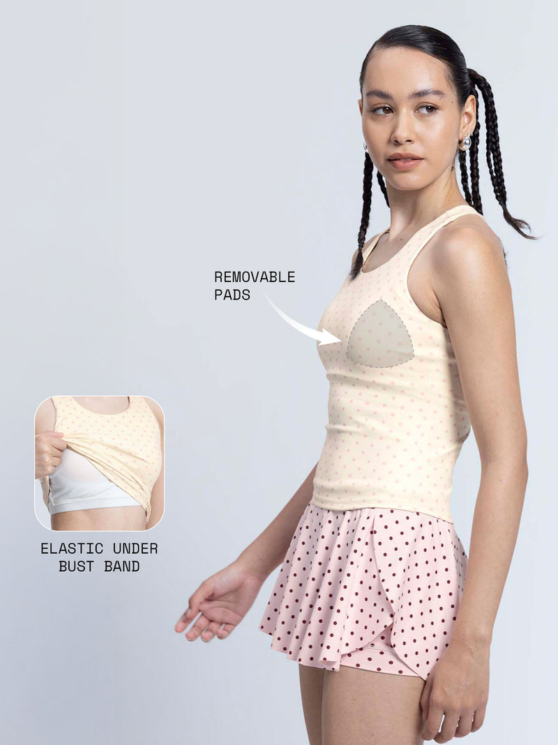 Ivory  Polka Racerback Tank