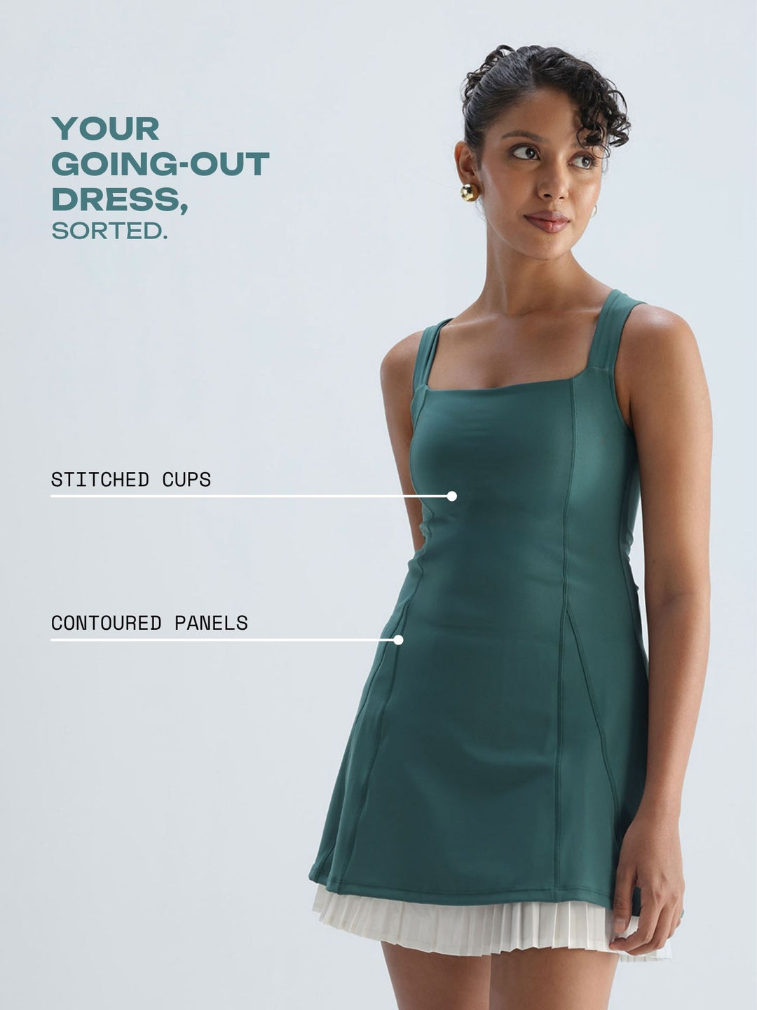 Green Pleated Mini Dress