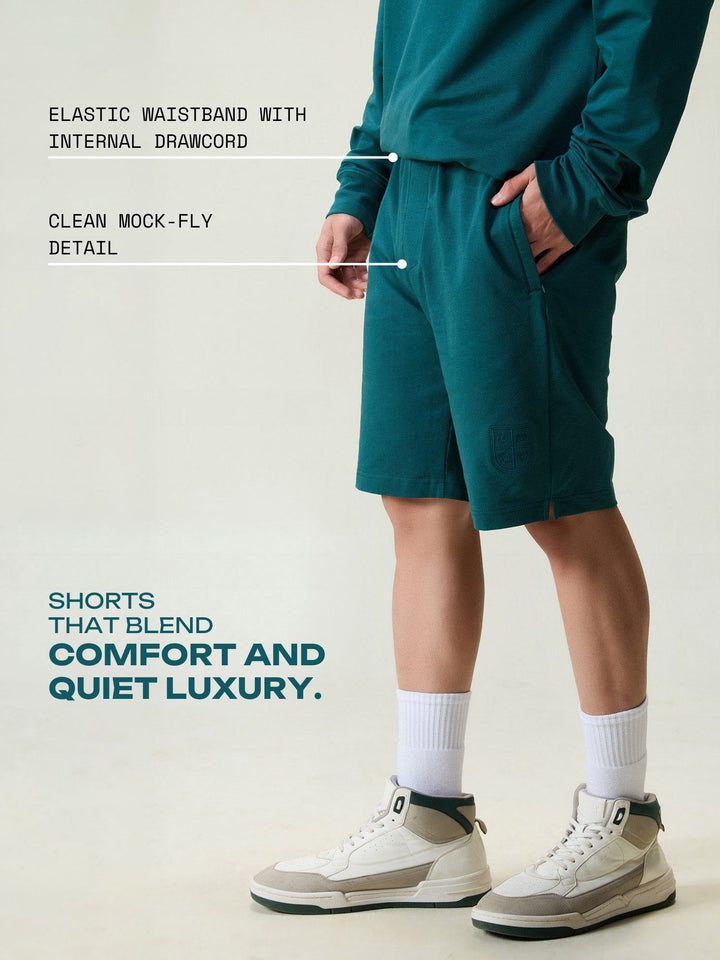 Green Cotton Leisure Shorts