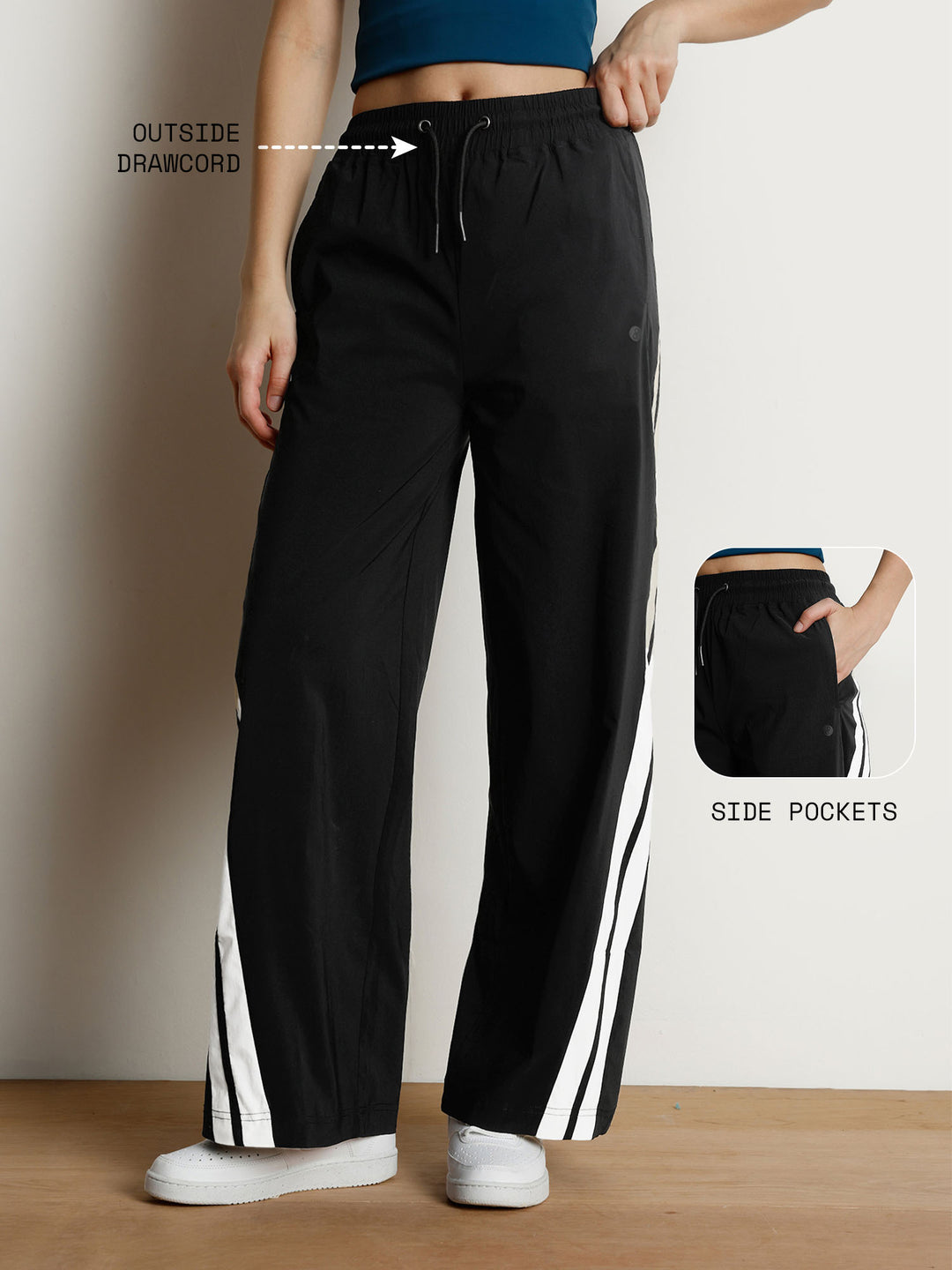 Black Drift Wide Leg Tracks - Women