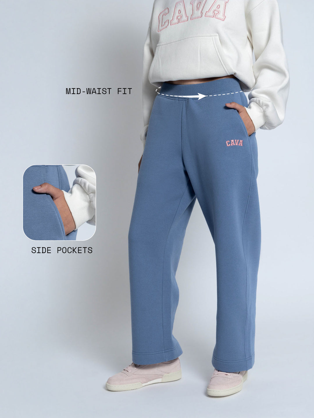 Blue Fleece Barrel Joggers