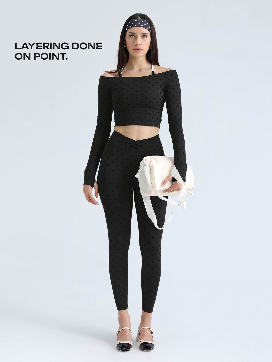 Black Polka Lace Off-Shoulder Top